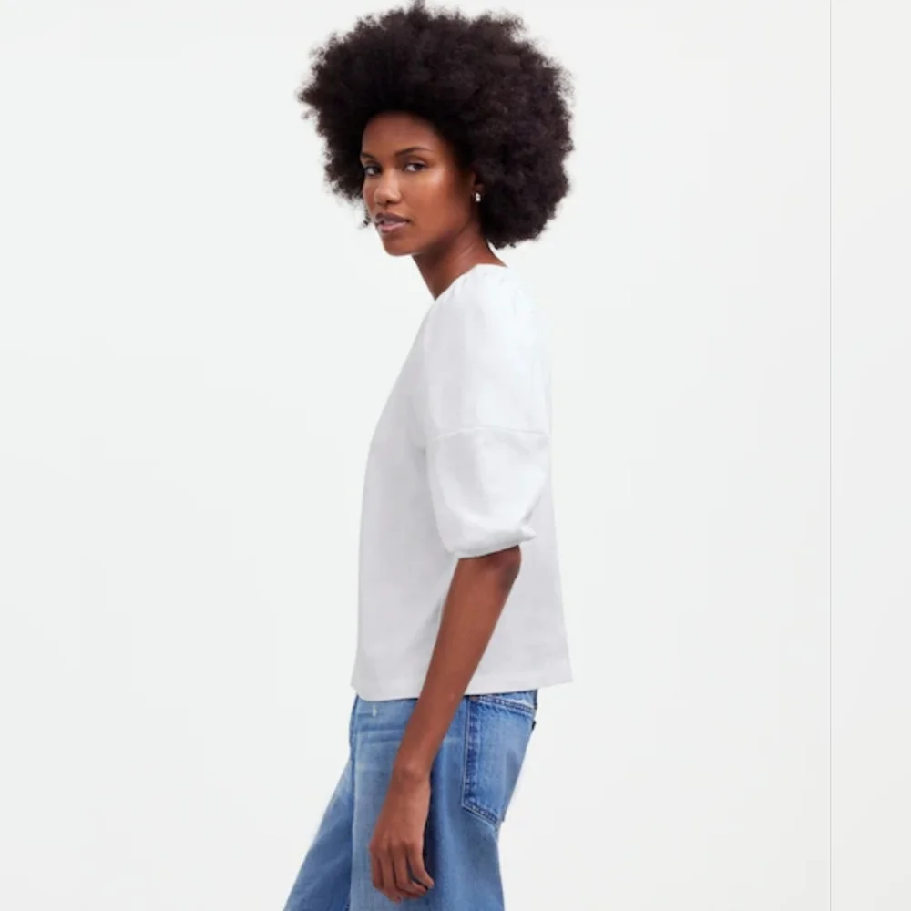 NWT Madewell‎ Classic White Puff-Sleeve Tee Womens Size XS